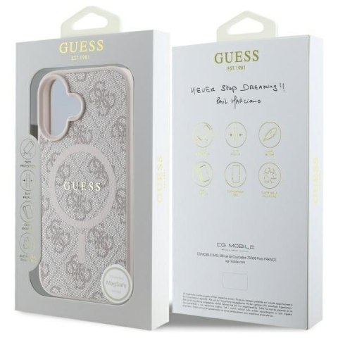Guess GUHMP16SG4GFRP iPhone 16 6.1" różowy/pink hardcase 4G Ring Classic Logo MagSafe