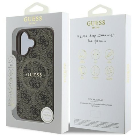 Guess GUHMP16SG4GFRW iPhone 16 6.1" brązowy/brown hardcase 4G Ring Classic Logo MagSafe