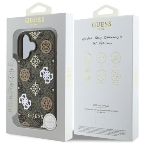 Guess GUHMP16SP4RPSW iPhone 16 6.1" brązowy/brown hardcase 4G Printed Stripes MagSafe