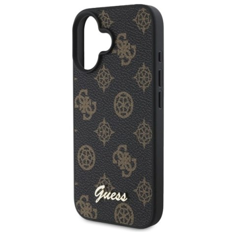 Guess GUHMP16SPGPYSK iPhone 16 6.1" czarny/black hardcase Peony Script MagSafe