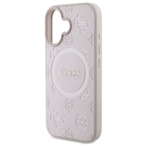 Guess GUHMP16SPSAPSMEP iPhone 16 6.1" różowy/pink hardcase Saffiano Peony Classic Logo MagSafe