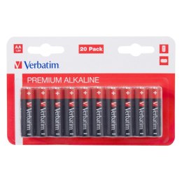 Bateria alkaliczna, AA-LR6 Mignon, AA, 1.5V, Verbatim, blistr, 20-pack, 49877