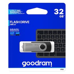 Goodram USB flash disk, USB 2.0, 32GB, UTS2, czarny, UTS2-0320K0R11, USB A, z obrotową osłoną