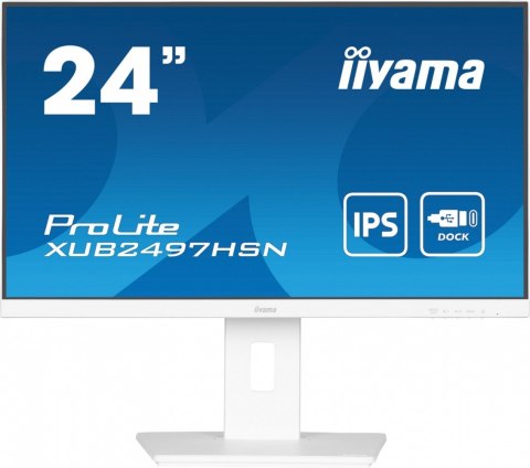 Monitor 24 cale XUB2497HSN-W2 IPS, USB-C Dock, HDMI, DP, 300cd, Pivot, HAS, biały /5y/