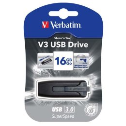 Verbatim USB flash disk, USB 3.0 (3.2 Gen 1), 16GB, V3, Store N Go, czarny, 49172, USB A, z wysuwanym złączem