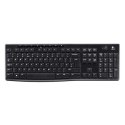 Logitech K270, Klawiatura AAA, US, multimedialny, nano odbiornik USB typ 2.4 [GHz], bezprzewodowa, czarna