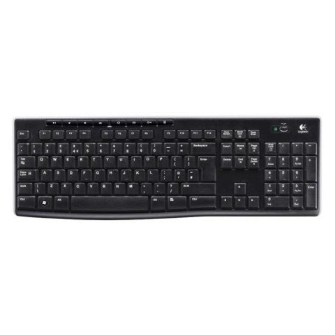 Logitech K270, Klawiatura AAA, US, multimedialny, nano odbiornik USB typ 2.4 [GHz], bezprzewodowa, czarna