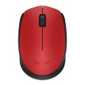 Logitech Mysz M171, 1000DPI, 2.4 [GHz], optyczna, 3kl., 1 scroll, bezprzewodowa, czerwona, 2 szt AA, do notebooka, uniwersalny