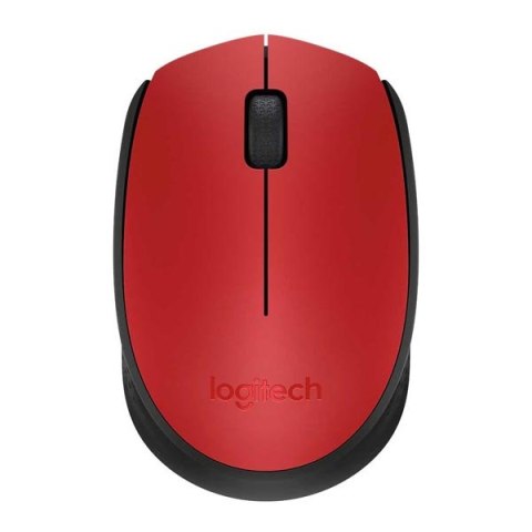 Logitech Mysz M171, 1000DPI, 2.4 [GHz], optyczna, 3kl., 1 scroll, bezprzewodowa, czerwona, 2 szt AA, do notebooka, uniwersalny