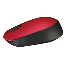 Logitech Mysz M171, 1000DPI, 2.4 [GHz], optyczna, 3kl., 1 scroll, bezprzewodowa, czerwona, 2 szt AA, do notebooka, uniwersalny