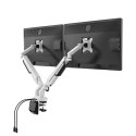 Regulowany uchwyt na 2 monitory, 2-9KG, mocowanie na zacisk, 17"-32", USB HUB, 75x75/100x100, czarny