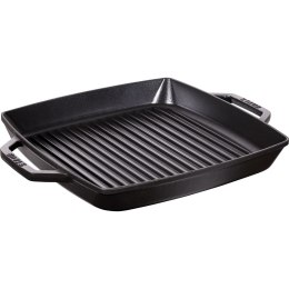 Kwadratowa patelnia żeliwna grillowa Staub z dwoma uchwytami - 33 cm, Czarny