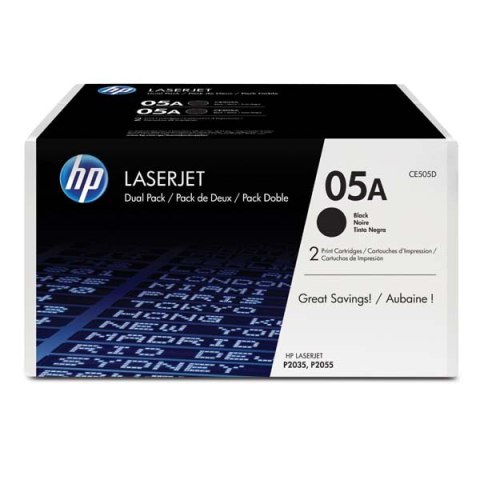 HP oryginalny toner CE505D, black, 4600 (2x2300)s, HP 05A, HP LaserJet P2035, 2055, 2szt, O