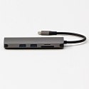 USB (3.1), USB typ C stacja dokująca 7-port, Multi, szary, All New, USB C (PD), 2x USB 3.0, TF, SD, HDMI, RJ45