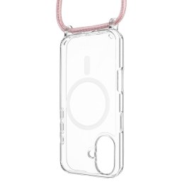 Fixed | MagPure Neck | Back Cover with Lanyard | Apple | iPhone 16 Plus | TPU | Clear, Pink