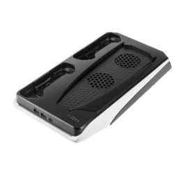 Stacjonarna stacja wielofunkcyjna dla PlayStation 5 z chłodzeniem i ładowaniem dla dwóch kontrolerów DualSense | FIXPS5-MCS-BW