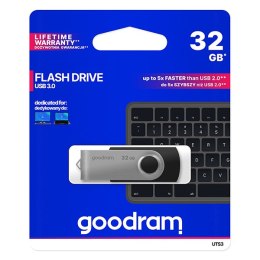 Goodram USB flash disk, USB 3.0 (3.2 Gen 1), 32GB, UTS3, czarny, UTS3-0320K0R11, USB A, z obrotową osłoną