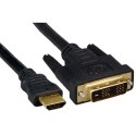 Kabel DVI (18+1) M- HDMI M, 3m, czarna, Logo, blistr