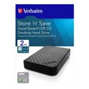 Verbatim zewnętrzny dysk twardy, Store N Save, 3.5", USB 3.0 (3.2 Gen 1), 2TB, 47683, czarny