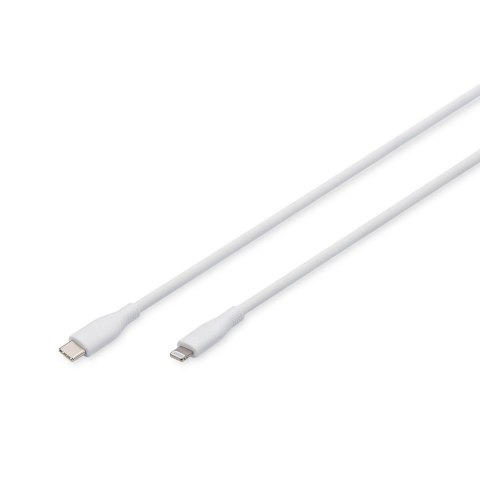 Kabel zasilający DIGITUS silikonowy USB-C - Lightning, USB 2.0 60W, certyfikat MFI, 0,5m biały