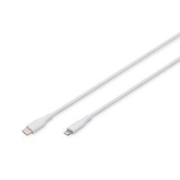 Kabel zasilający DIGITUS silikonowy USB-C - Lightning, USB 2.0 60W, certyfikat MFI, 2m biały