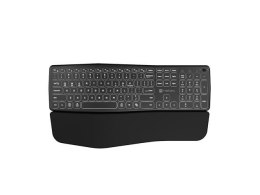 Klawiatura Ergonomczna PORIFERA, Slim, bezprzewodowa 2.4 GHz, BT 5.0, podświetlana, czarna