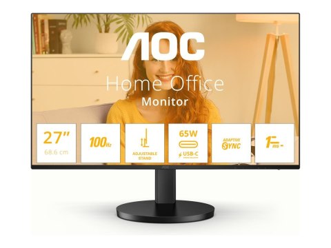 AOC Q27B3CF2 | 27 " | IPS | QHD | 16:9 | 100 Hz | 1 ms | 2560 x 1440 pixels | 350 cd/m² | HDMI ports quantity 1 | Black | Warran