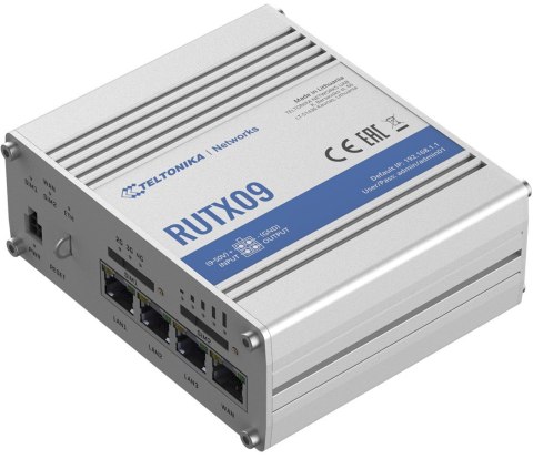 Wytrzymały przemysłowy router LTE-A Cat6 | RUTX09 | Brak Wi-Fi | 10/100/1000 Mbit/s | Porty Ethernet LAN (RJ-45) 4 | Obsługa sie