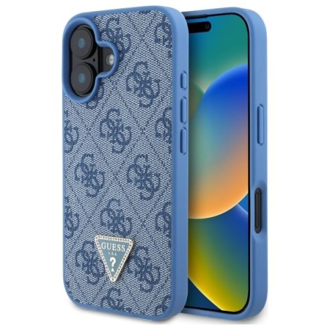 Guess GUHCP16SP4TDPB iPhone 16 6.1" niebieski/blue hardcase Leather 4G Triangle Strass