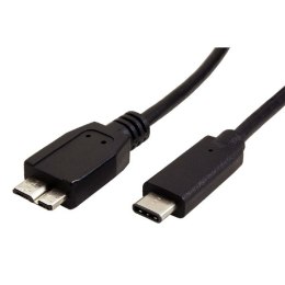 Kabel USB (3.1), USB micro B M- USB C M, 0.5m, okrągły, czarny, plastic bag