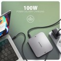 HMC-UFO Wieloportowy hub 9in1 USB-C 3.2 Gen 2 10Gbps HDMI M.2 NVMe/SATA audio PD100W microSD LAN