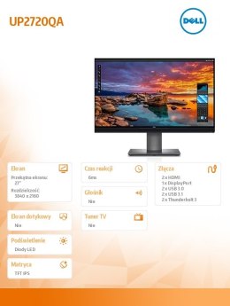 Monitor UP2720QA 27 cali IPS UHD/HDMI/DP/Thunderbolt 3/3Y PPG