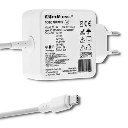 Qoltec 50194 Zasilacz sieciowy 45W | 5-20V | 2-3A | USB C |PD | Biała