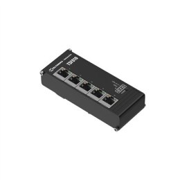 Teltonika TSF010 Unmanaged Industrial Switch, 3-pin industrial DC power socket, 7 - 57 VDC, Integrated DIN rail bracket