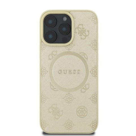 Guess GUHMP16LPSAPSMED iPhone 16 Pro 6.3" złoty/gold hardcase Saffiano Peony Classic Logo MagSafe