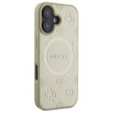 Guess GUHMP16SPSAPSMED iPhone 16 6.1" złoty/gold hardcase Saffiano Peony Classic Logo MagSafe