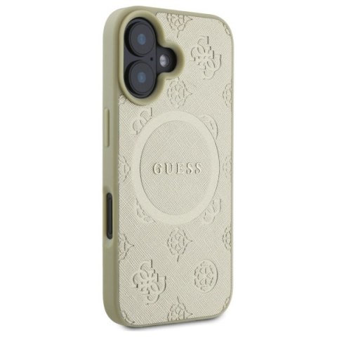 Guess GUHMP16SPSAPSMED iPhone 16 6.1" złoty/gold hardcase Saffiano Peony Classic Logo MagSafe
