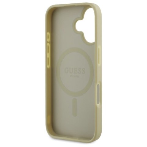 Guess GUHMP16SPSAPSMED iPhone 16 6.1" złoty/gold hardcase Saffiano Peony Classic Logo MagSafe