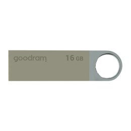 Goodram USB flash disk, USB 2.0, 16GB, UUN2, srebrny, UUN2-0160S0R11, USB A, z oczkiem na brelok