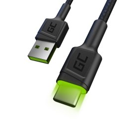 USB-C 200cm z zielonym podświetleniem LED, szybkie ładowanie Ultra Charge, QC 3.0