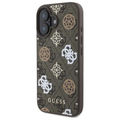 Guess GUHMP16SP4PWPW iPhone 16 6.1" brązowy/brown hardcase Peony On 4G Background MagSafe