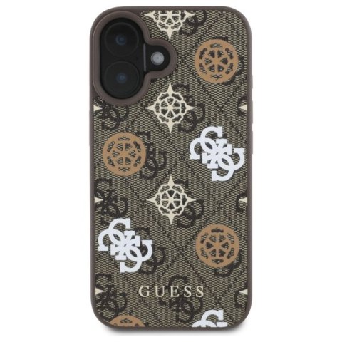 Guess GUHMP16SP4PWPW iPhone 16 6.1" brązowy/brown hardcase Peony On 4G Background MagSafe