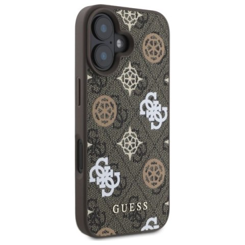 Guess GUHMP16SP4PWPW iPhone 16 6.1" brązowy/brown hardcase Peony On 4G Background MagSafe