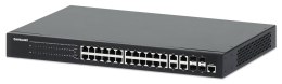 Switch zarządzalny Intellinet 24x 10/100/1000 Mbps PoE+ 370W+4x uplink Combo RJ45/SFP VLAN Rack 19