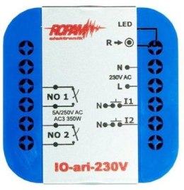 ROPAM IO-ari-230V bezprzewodowy, douszkowy, dwukanałowy sterownik 230VAC, 2xNO, 2xIN (N).