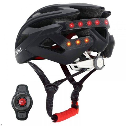 Kask szosowy Bluetooth 55-61cm LED/SOS/Intercom czarny