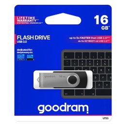 Goodram USB flash disk, USB 3.0 (3.2 Gen 1), 16GB, UTS3, czarny, UTS3-0160K0R11, USB A, z obrotową osłoną