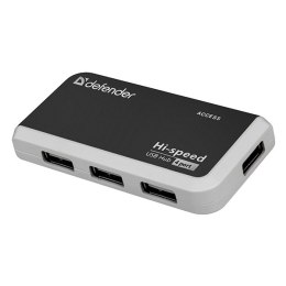 USB (2.0) hub 4-port, Quadro Infix, czarno-szara, Defender, wskaźnik LED, kompaktowy rozmiar