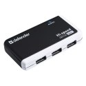 USB (2.0) hub 4-port, Quadro Infix, czarno-szara, Defender, wskaźnik LED, kompaktowy rozmiar