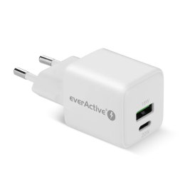 Ładowarka sieciowa GaN 1X USB, 1X USB-C 20W QC3.0 Biała